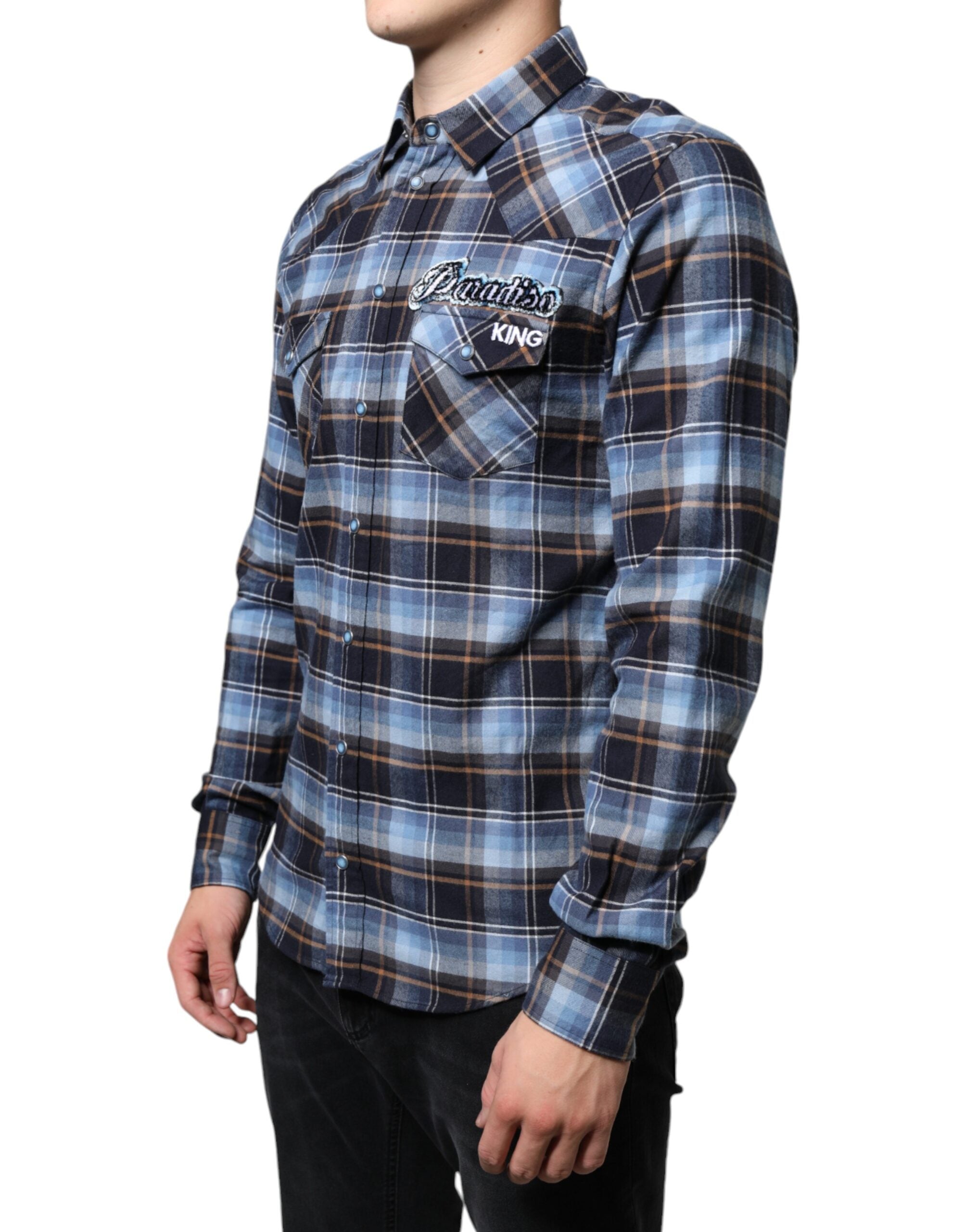 Dolce & Gabbana Multicolor Checked Paradiso Patch Slim Fit Shirt